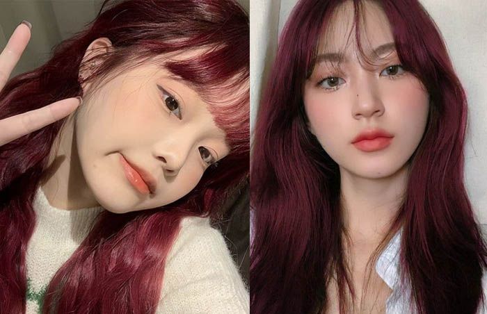 12 kiểu tóc màu phúc bồn tử đẹp hot trend 2025