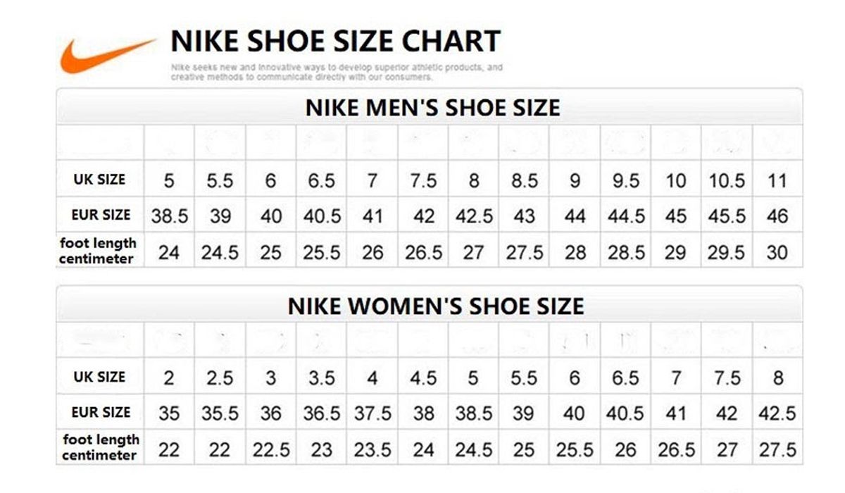 Bảng size giày Nike nam nữ cực chuẩn