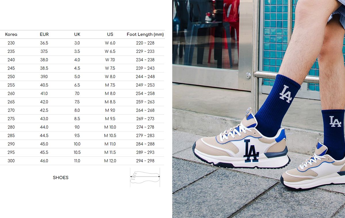 Bảng size giày MLB: Hướng dẫn cách chọn size giày uy tín