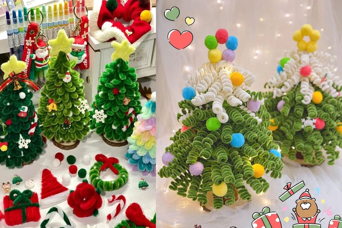 Hướng dẫn làm cây thông noel bằng kẽm nhung đơn giản tại nhà