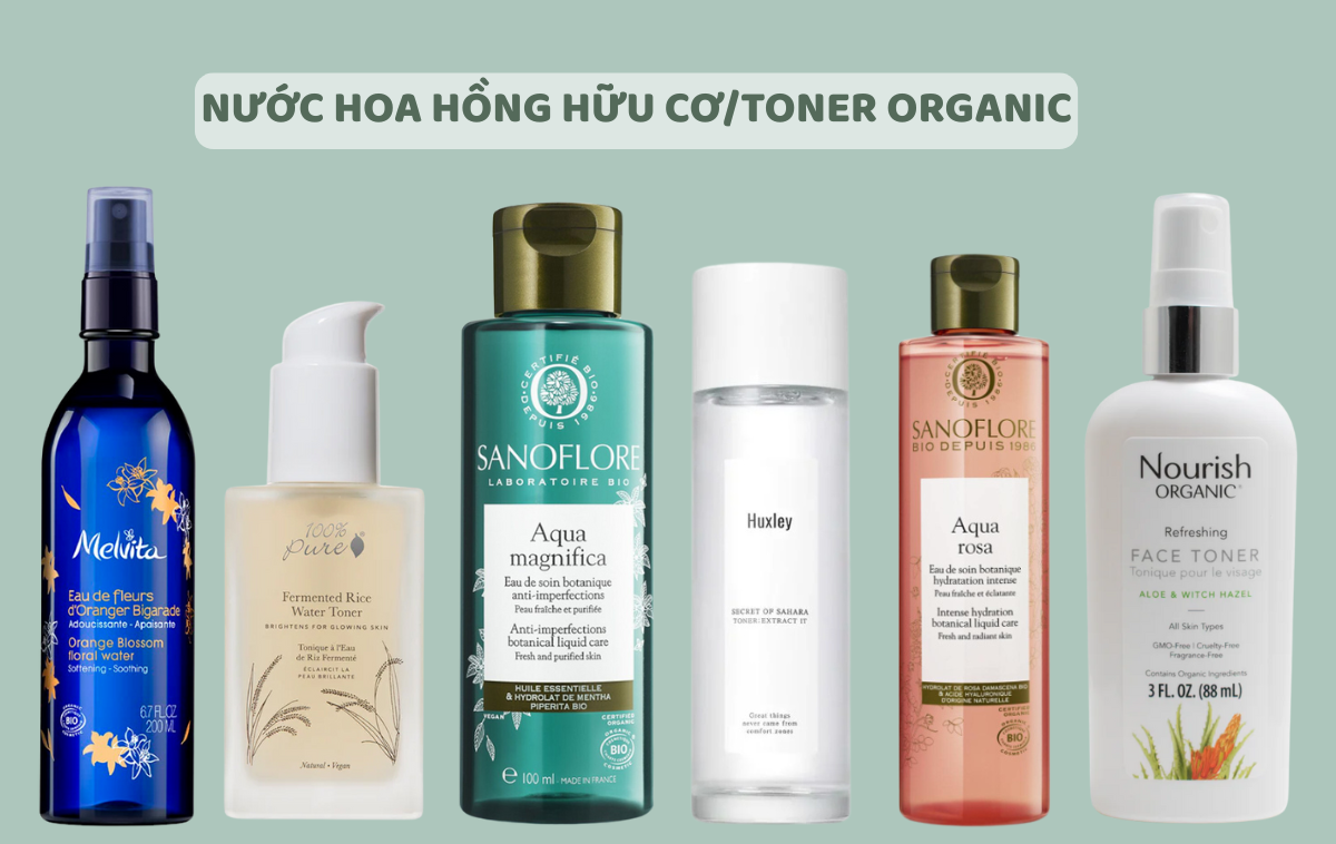 Top 12 Nước Hoa Hồng Hữu Cơ/ Toner Organic Dịu Nhẹ Cho Da