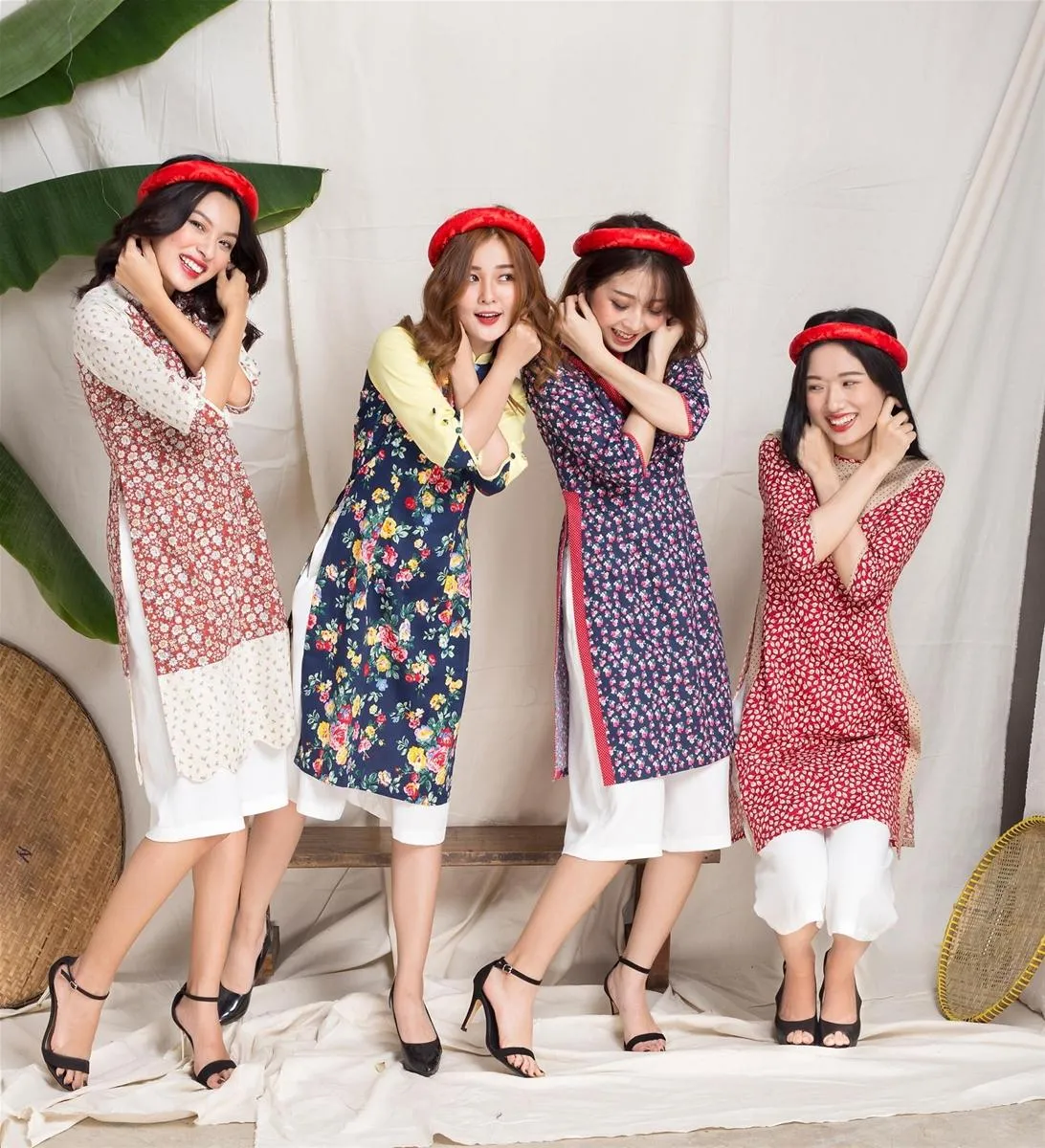 Áo dài cách tân mặc với quần gì cho nàng rực rỡ xuống phố