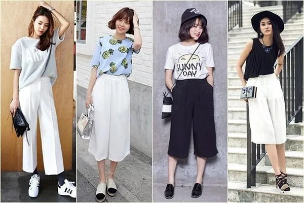 Cách kết hợp quần lửng ống rộng với áo và giày theo xu hướng thời trang trendy