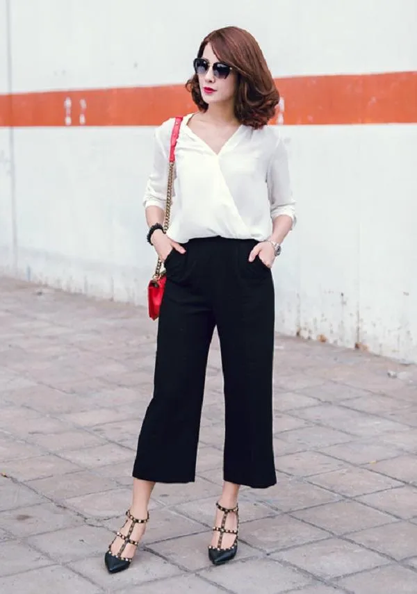 Cách kết hợp quần lửng ống rộng với áo và giày theo xu hướng thời trang trendy
