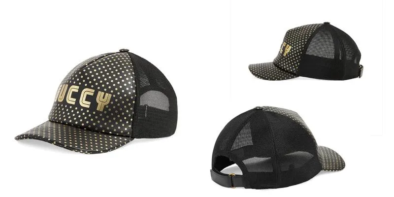 Mua Mũ Gucci Guccy Polka Dot Hat Màu Đen chi tiết sao nhỏ, canvas chính hãng, Giá tốt - 1