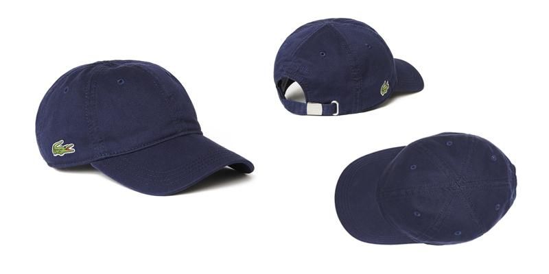 Mũ Lacoste Men's Gabardine Cap Navy Blue Cá Sấu Logo Lớn Thêu bên hông