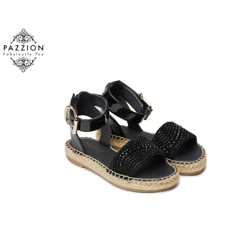 Sandal Bé Gái Pazzion BB1586-1 BLACK Màu Đen Size 26 - Giày - Vua Hàng Hiệu
