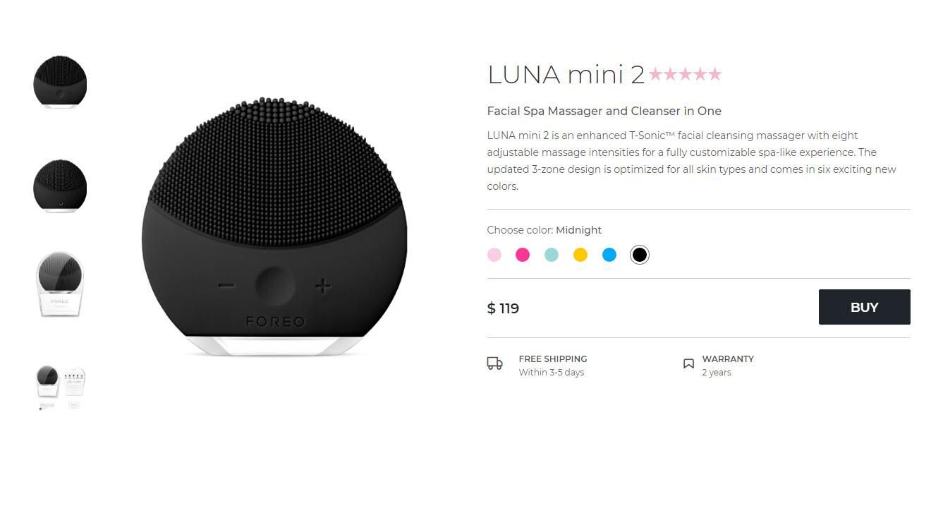 Máy Rửa Mặt Foreo Luna Mini 2 (Đen - Black Midnight) - Máy rửa mặt - Vua Hàng Hiệu