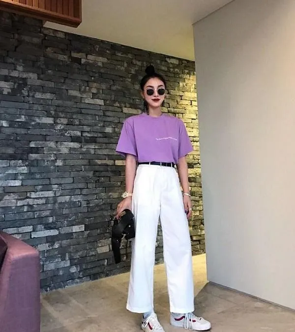 Bí quyết phối đồ áo màu tím mặc với quần gì để bắt kịp trend trendy