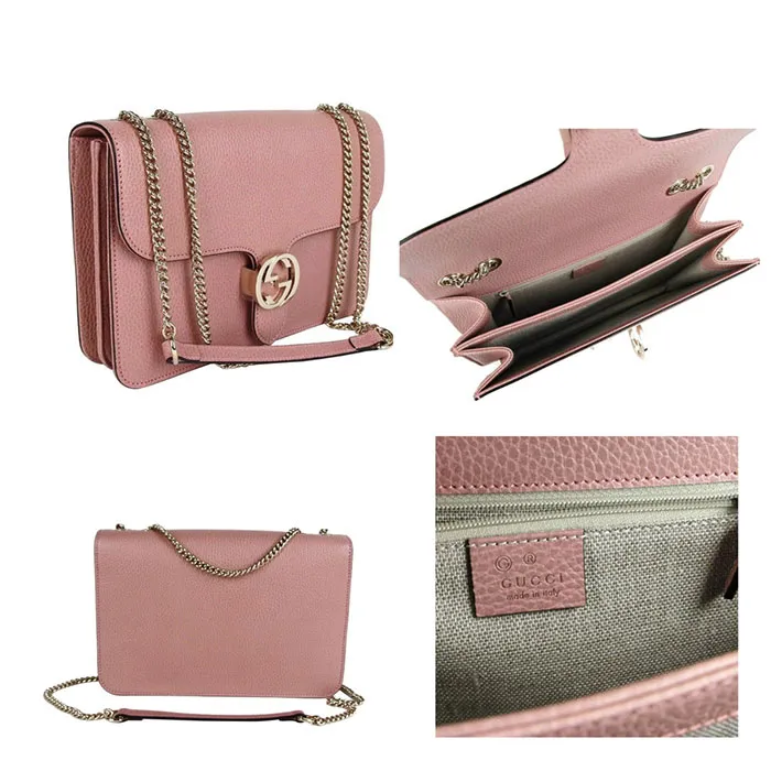 Túi Đeo Chéo Gucci Interlocking Leather Chain Crossbody Màu Hồng - Túi xách - Vua Hàng Hiệu