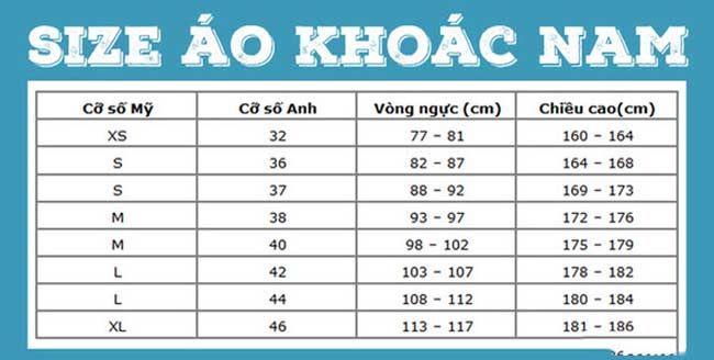 Cách chọn size áo khoác nam chuẩn xác theo cỡ Việt Nam và châu Âu