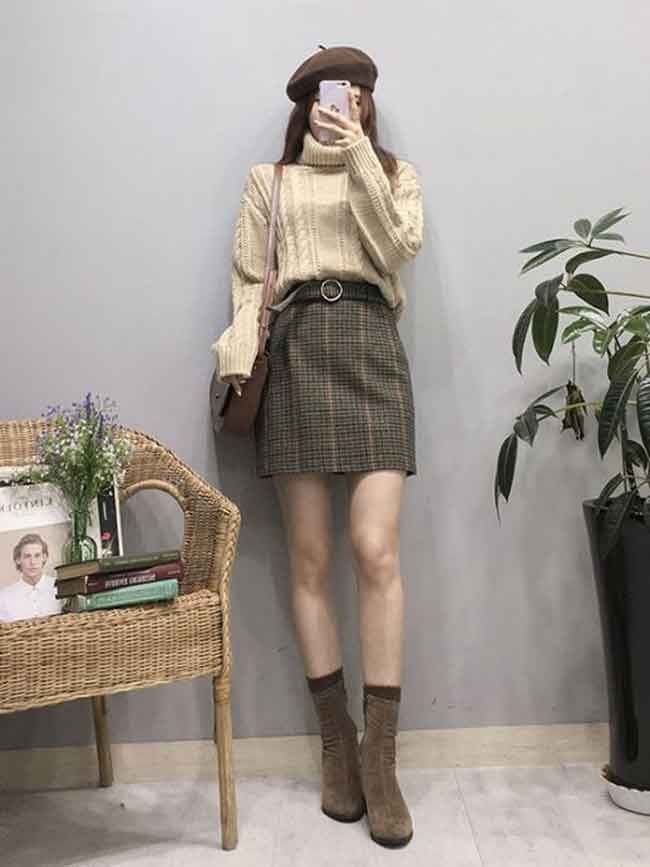 15 cách phối đồ cho chân váy len mặc với áo gì là chuẩn đẹp