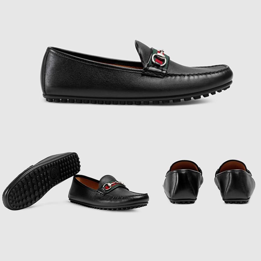 Giày Lười Nam Gucci Mokassin Aus Leder Mit Webstreifen Màu Đen Size 40.5 - Giày - Vua Hàng Hiệu