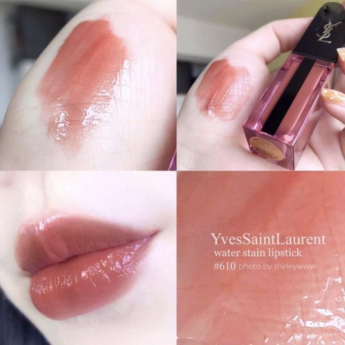 Son Kem Yves Saint Laurent YSL Vernis À Lèvres Water Stain 610 Nude Underwater Màu Cam Đất - Son Môi - Vua Hàng Hiệu
