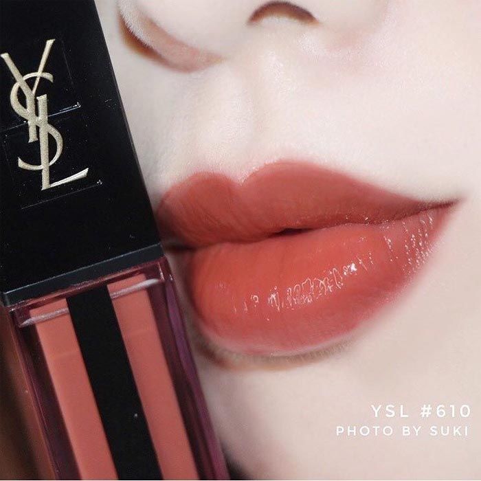 Son Kem Yves Saint Laurent YSL Vernis À Lèvres Water Stain 610 Nude Underwater Màu Cam Đất - Son Môi - Vua Hàng Hiệu