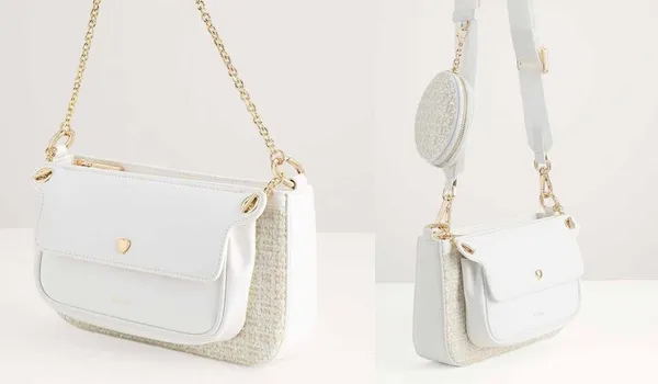 Túi Đeo Vai Pedro Tweed Double Flap Shoulder Bag 75210093 Màu Trắng - Túi xách - Vua Hàng Hiệu