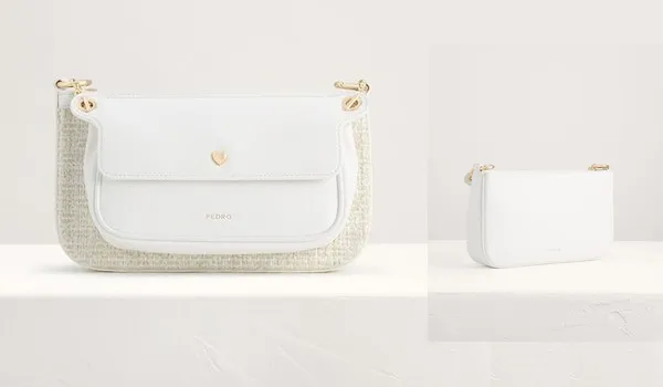 Túi Đeo Vai Pedro Tweed Double Flap Shoulder Bag 75210093 Màu Trắng - Túi xách - Vua Hàng Hiệu