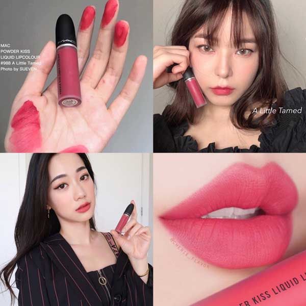 Son Kem Mac Powder Kiss Liquid Lipcolour 988 A Little Tamed Màu Hồng Đào - Son Môi - Vua Hàng Hiệu