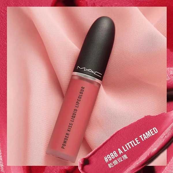 Son Kem Mac Powder Kiss Liquid Lipcolour 988 A Little Tamed Màu Hồng Đào - Son Môi - Vua Hàng Hiệu