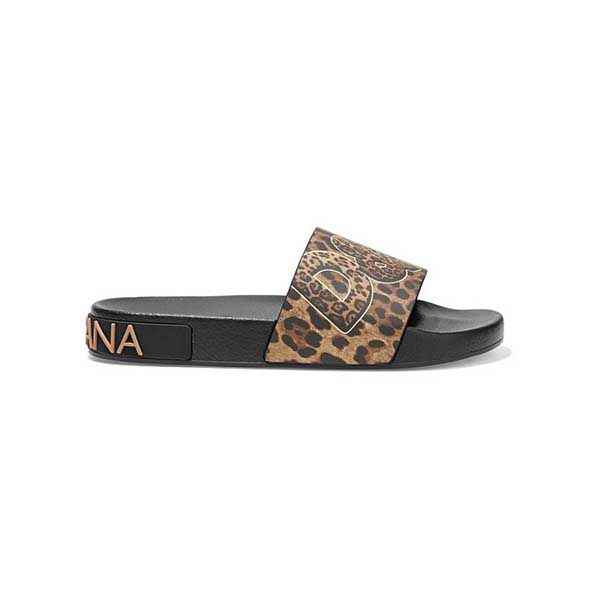 Dép Dolce & Gabbana D&G Leopard-Print Rubber Slides - Dép - Vua Hàng Hiệu