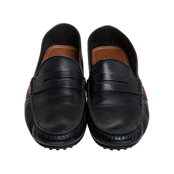 Giày Lười Gucci Black Leather Web Penny Loafers Màu Đen Size 40.5 - Giày - Vua Hàng Hiệu