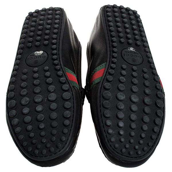 Giày Lười Gucci Black Leather Web Penny Loafers Màu Đen Size 40.5 - Giày - Vua Hàng Hiệu