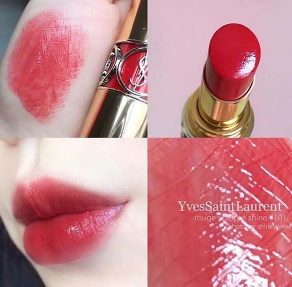 Son Dưỡng Yves Saint Laurent YSL Rouge Volupté Shine Màu 101 Make It Burn Đỏ Dâu - Son Môi - Vua Hàng Hiệu