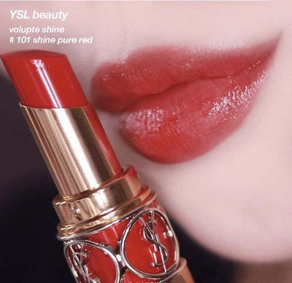 Son Dưỡng Yves Saint Laurent YSL Rouge Volupté Shine Màu 101 Make It Burn Đỏ Dâu - Son Môi - Vua Hàng Hiệu
