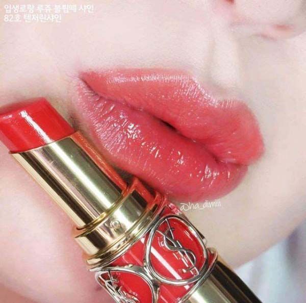 Son Dưỡng Yves Saint Laurent YSL Rouge Volupté Shine Màu 101 Make It Burn Đỏ Dâu - Son Môi - Vua Hàng Hiệu