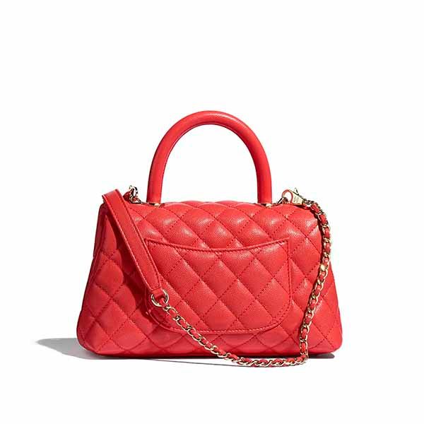 Túi Xách Chanel Flap Bag With Top Handle Grained Calfskin & Gold-Tone Metal Red Màu Đỏ - Túi xách - Vua Hàng Hiệu