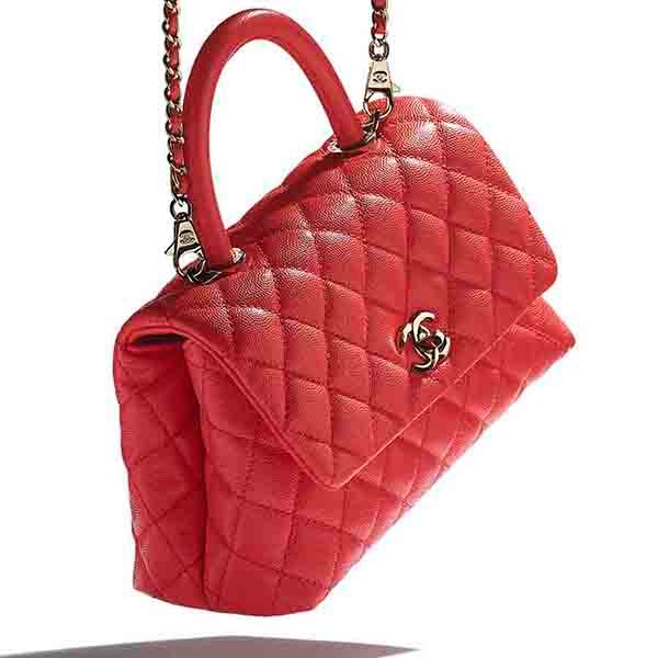 Túi Xách Chanel Flap Bag With Top Handle Grained Calfskin & Gold-Tone Metal Red Màu Đỏ - Túi xách - Vua Hàng Hiệu
