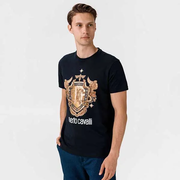 Áo Thun Roberto Cavalli GST650 T-Shirt Short Sleeves Men Màu Xanh Navy Size S - Thời trang - Vua Hàng Hiệu
