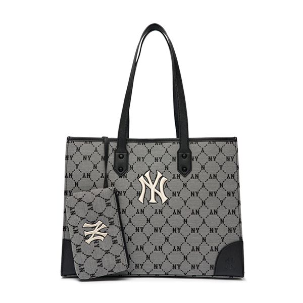 Túi Xách MLB Monogram Diamond Jacquard Shopper Bag New York Yankees 3AORL021N-50GRS Màu Xám - Túi xách - Vua Hàng Hiệu