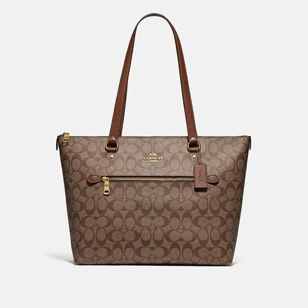 Túi Tote Coach Gallery Tote In Signature Canvas Tote Shoulder Bag Màu Nâu - Túi xách - Vua Hàng Hiệu