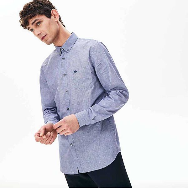 Áo Sơ Mi Lacoste Men's Printed Cotton Poplin Shirt CH6794-423 Màu Xanh Size 41 - Thời trang - Vua Hàng Hiệu