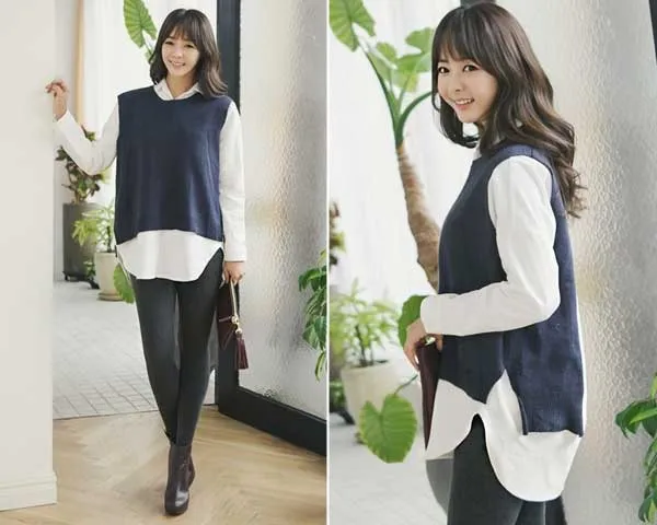 Mặc đẹp với 15 cách phối đồ cùng áo gile len Hàn Quốc