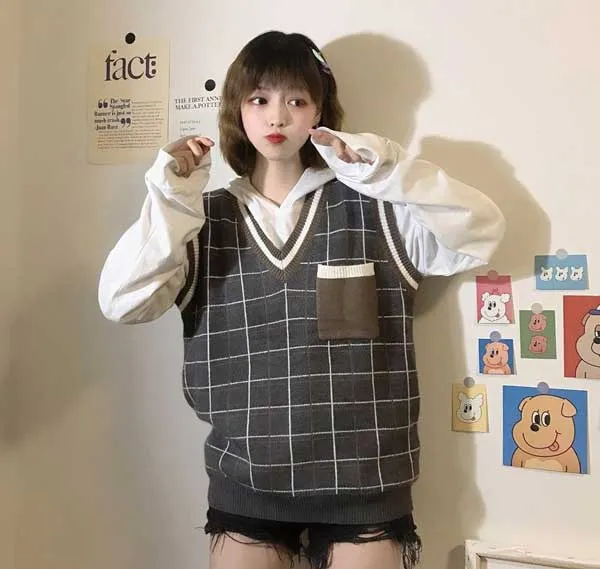 Mặc đẹp với 15 cách phối đồ cùng áo gile len Hàn Quốc
