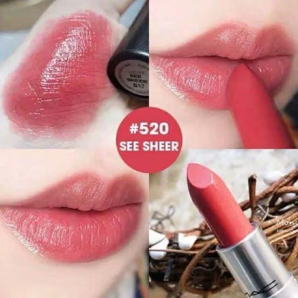 Son MAC Lustre Lipstick 520 See Sheer Màu Hồng Đào - Son Môi - Vua Hàng Hiệu