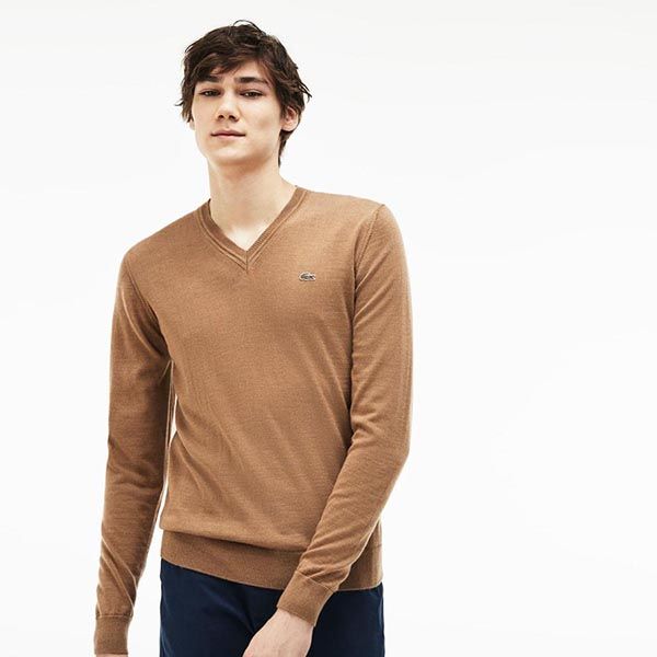 Áo Len Lacoste Men's V-Neck Wool Jersey Sweater AH2987-F4Z Màu Nâu Size S - Thời trang - Vua Hàng Hiệu