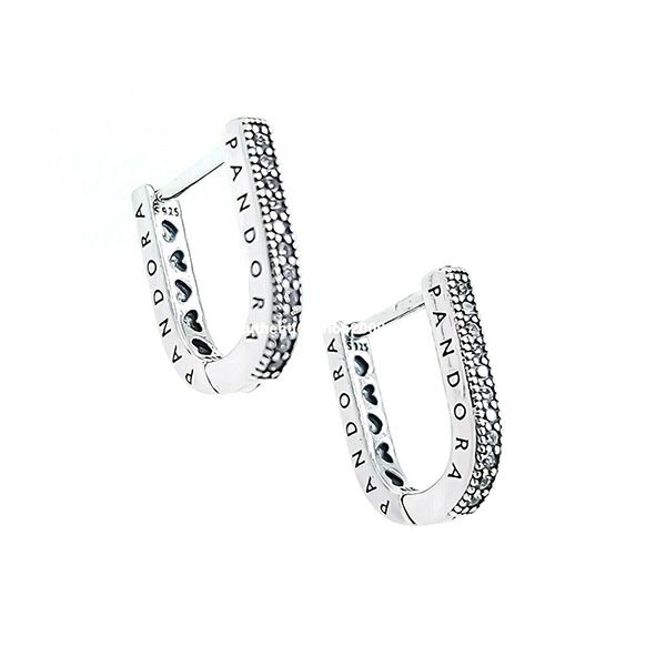 Khuyên Tai Bạc Pandora Dáng Chữ U Đính Đá - Trang sức - Vua Hàng Hiệu