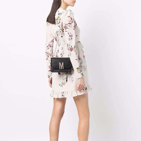 Túi Đeo Vai Moschino Logo Embellished Shoulder Bag Màu Đen - Túi xách - Vua Hàng Hiệu
