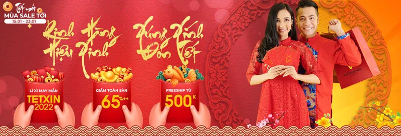 Vua Hàng Hiệu Sale Tết 2025: Giảm tới 65%++, tặng voucher 100K, miễn phí vận chuyển từ 500K