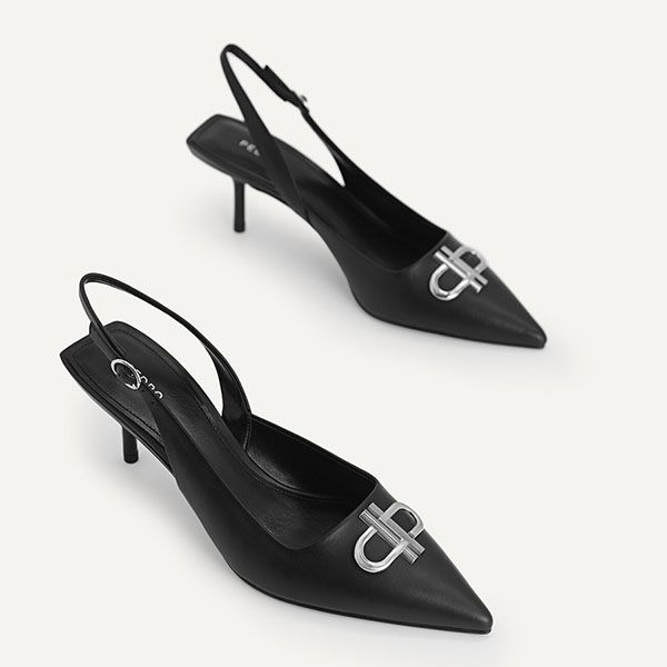 Giày Cao Gót Pedro Icon Leather Pointed Toe Slingback Heels 26680024 Màu Đen Size 37 - Giày - Vua Hàng Hiệu