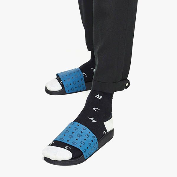 Dép MCM Men’s Visetos Rubber Slides Màu Xanh Size 42 - Dép - Vua Hàng Hiệu