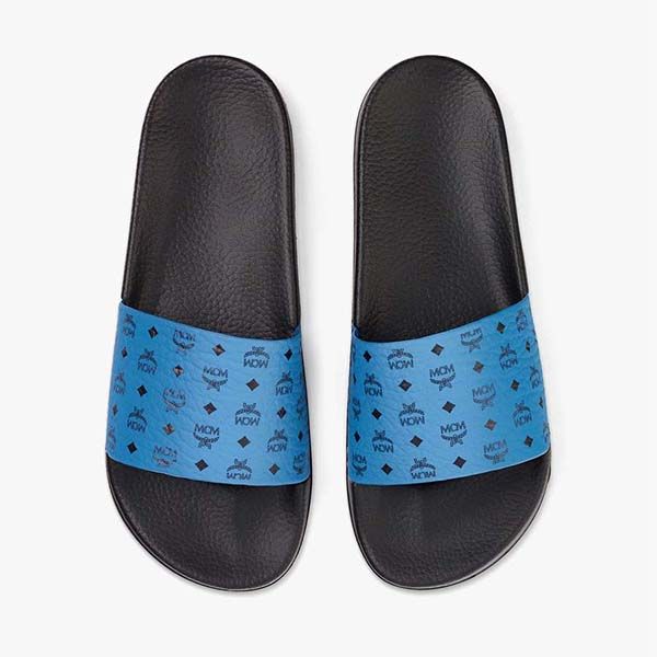 Dép MCM Men’s Visetos Rubber Slides Màu Xanh Size 42 - Dép - Vua Hàng Hiệu