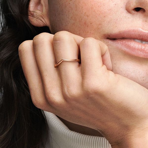 Nhẫn Nữ Pandora Polished Wishbone Ring Màu Vàng Hồng - Trang sức - Vua Hàng Hiệu