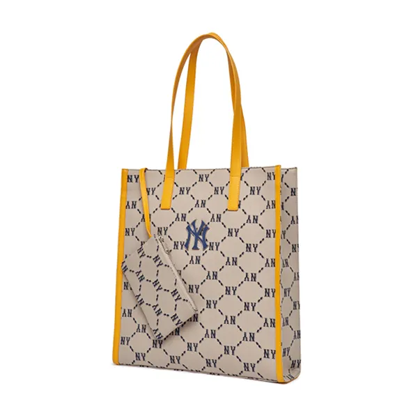 Túi Tote MLB Monogram Diamond Jacquard Tote Bag New York Yankees 3AORM012N-50BGS Màu Nâu Vàng - Túi xách - Vua Hàng Hiệu