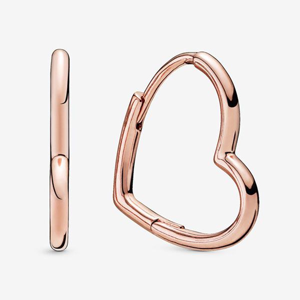 Khuyên Tai Nữ Pandora Asymmetrical Heart Hoop Earrings Vàng Hồng - Trang sức - Vua Hàng Hiệu