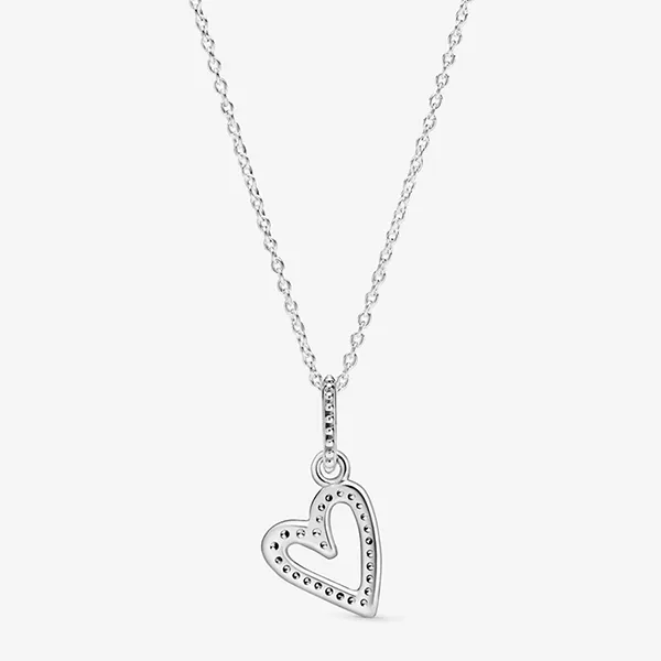 Dây Chuyền Pandora Sparkling Freehand Heart Pendant Necklace Màu Bạc - Trang sức - Vua Hàng Hiệu