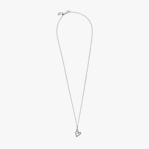Dây Chuyền Pandora Sparkling Freehand Heart Pendant Necklace Màu Bạc - Trang sức - Vua Hàng Hiệu